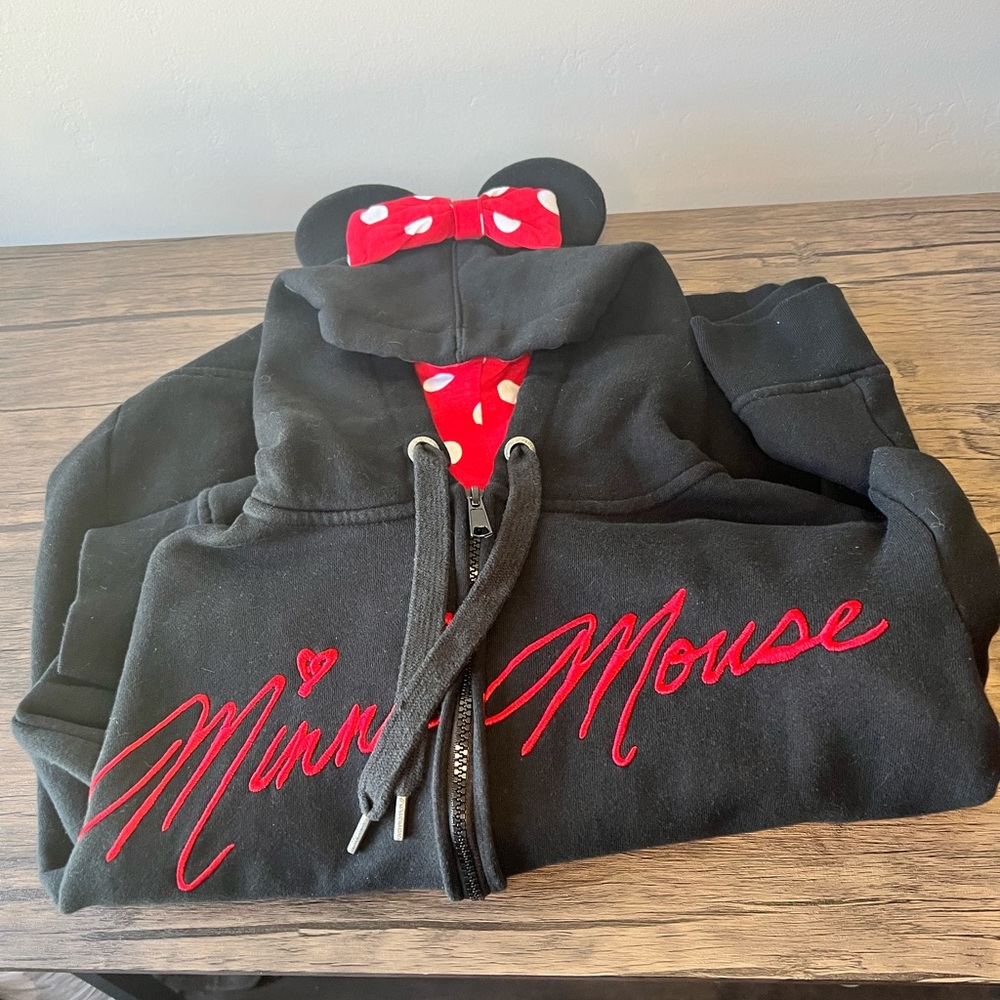 Disney Parks Minnie Mouse Zip up hooded sweatshirt
